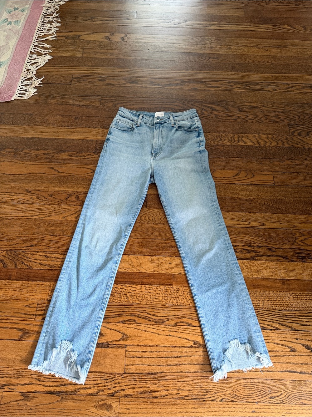 Jonathan Simkhai Light Blue Distressed Straight-Leg Jeans